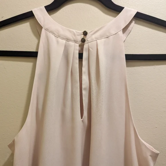 Forever 21 Women's Blush Pink Ivory Blue Floral Halter Neck Mini Shift Dress- M - Picture 6 of 9